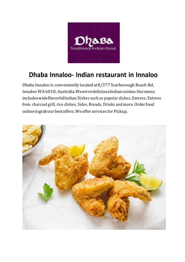 Dhaba Innaloo - Indian food delivery and takeaway restaurant in Innaloo