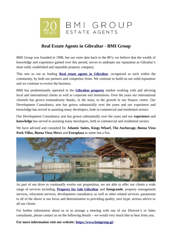 Real Estate Agents in Gibraltar - BMI Group