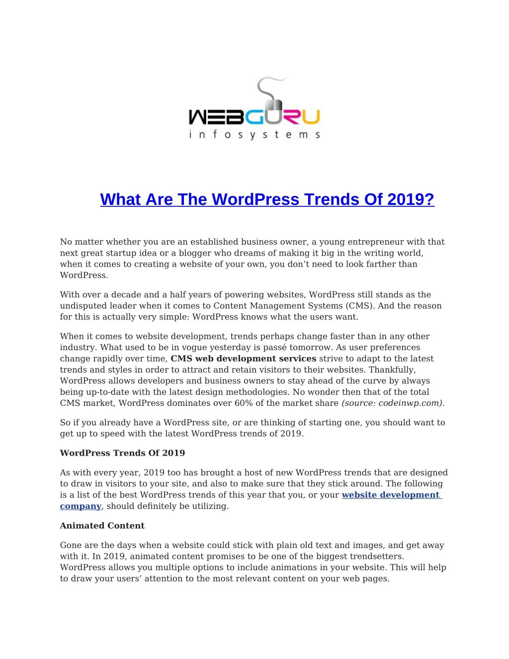 what are the wordpress trends of 2019