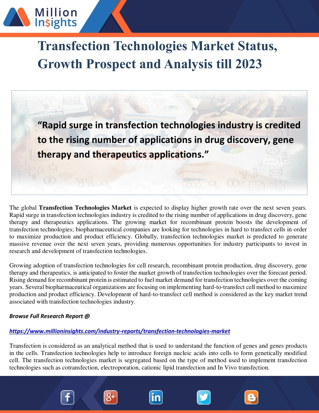 transfection technologies market status growth