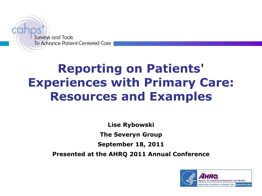 reporting on patients experiences with primary care resources and examples