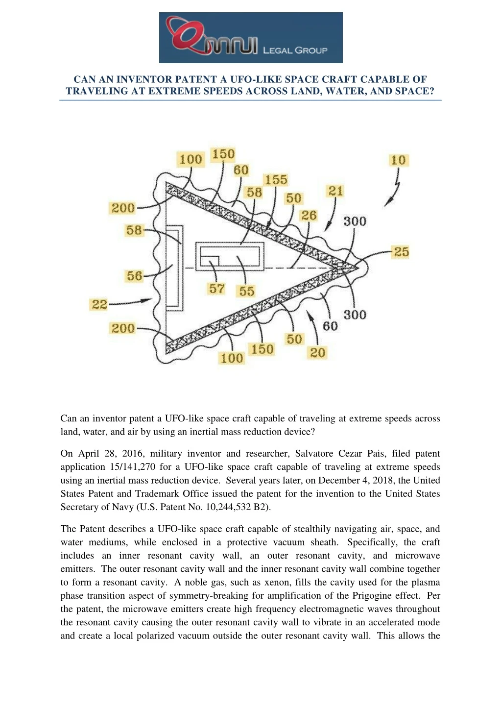 can an inventor patent a ufo like space craft
