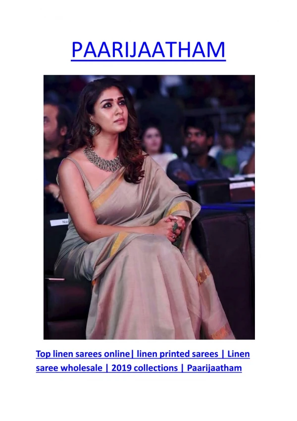 Top Linen Sarees 2019 Online | Handloom Linen Printed Sarees | Paarijaatham