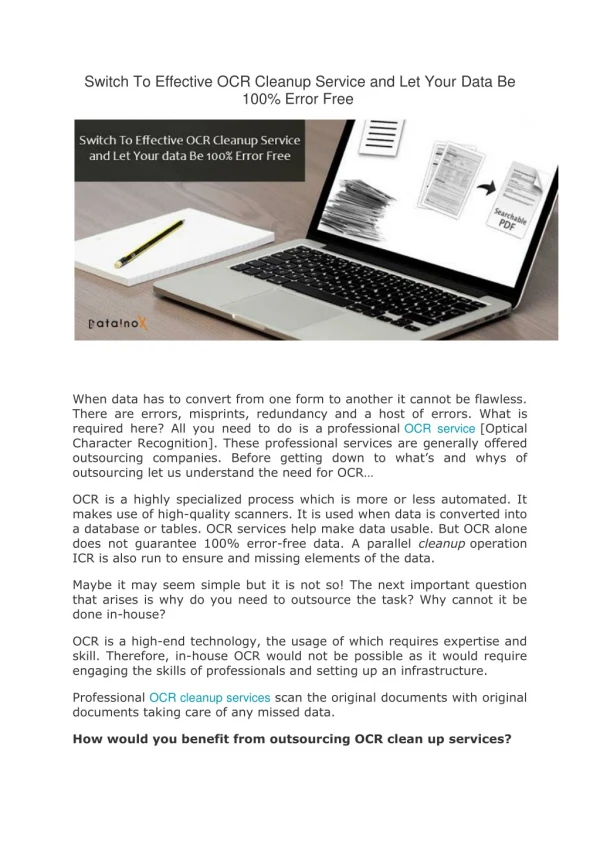 Switch To Effective OCR Cleanup Service and Let Your Data Be 100% Error Free