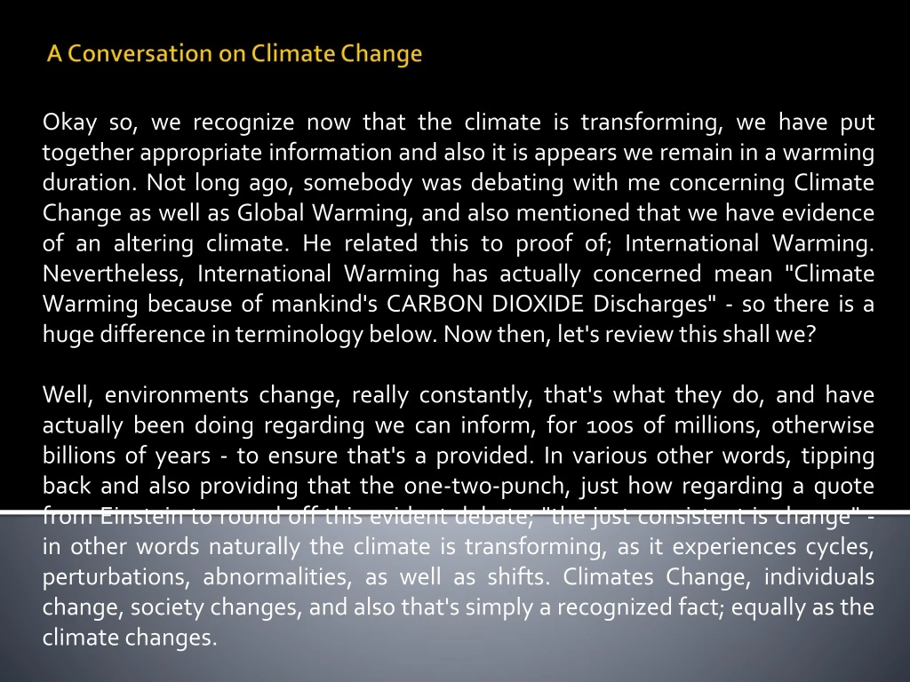 a conversation on climate change