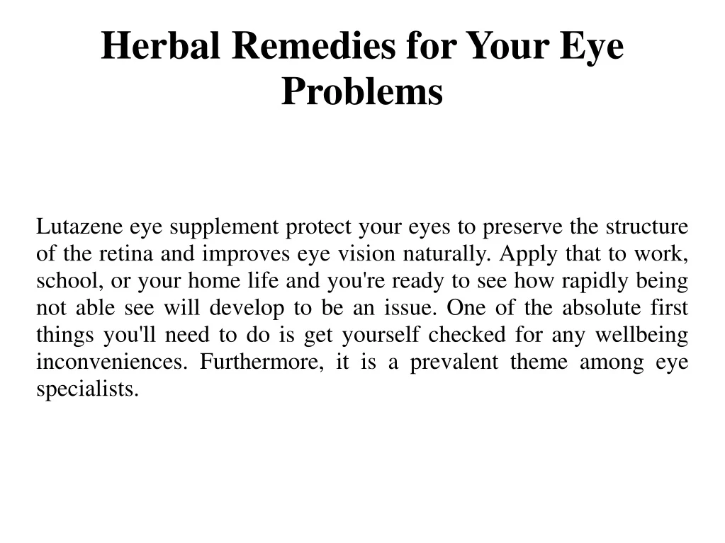 herbal remedies for your eye problems
