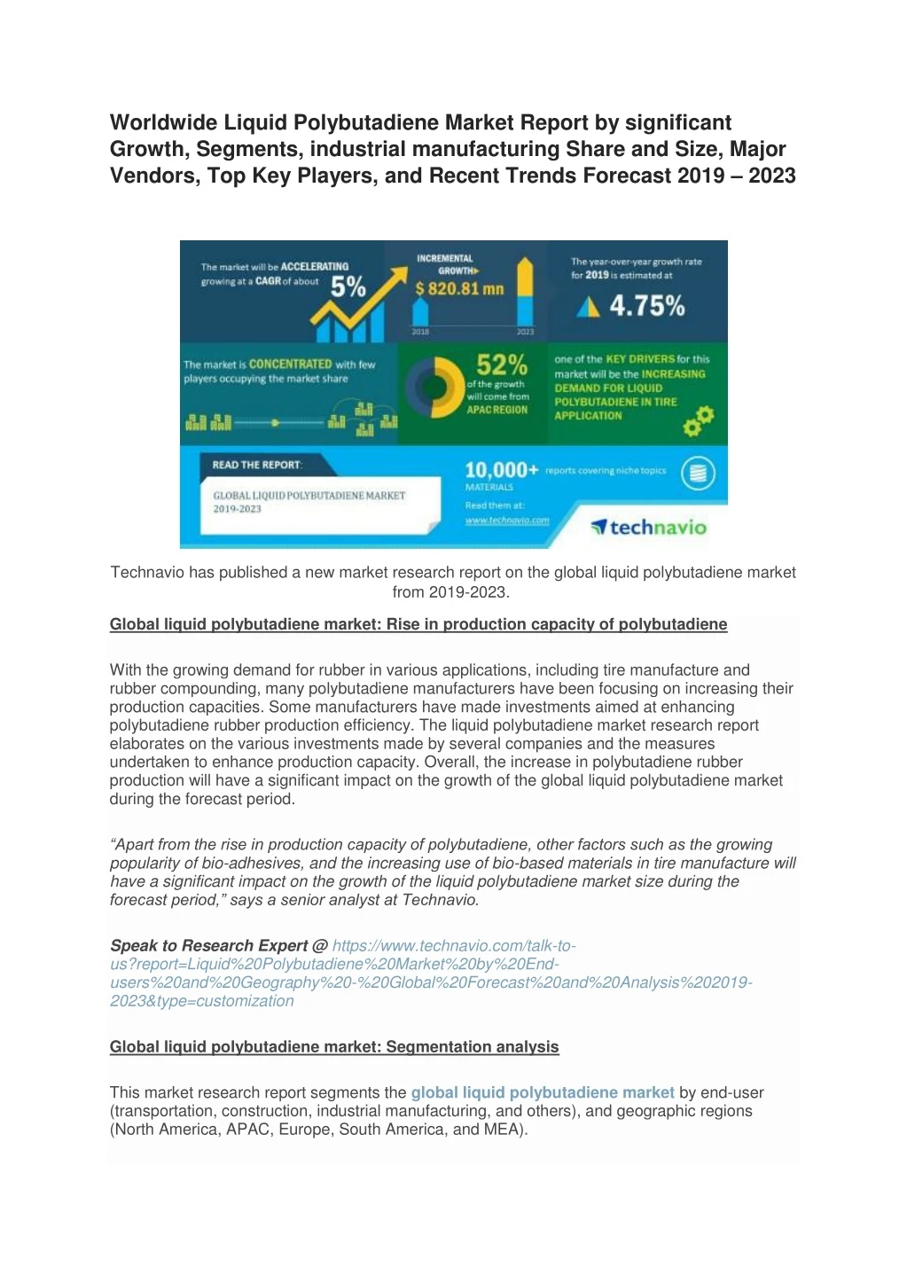 worldwide liquid polybutadiene market report