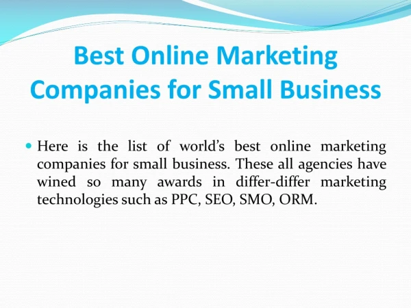 Best Online Marketing Companies for Small Business
