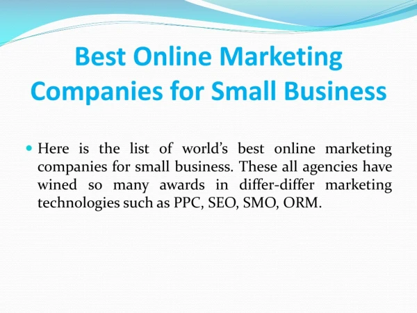 best online marketing companies for small business