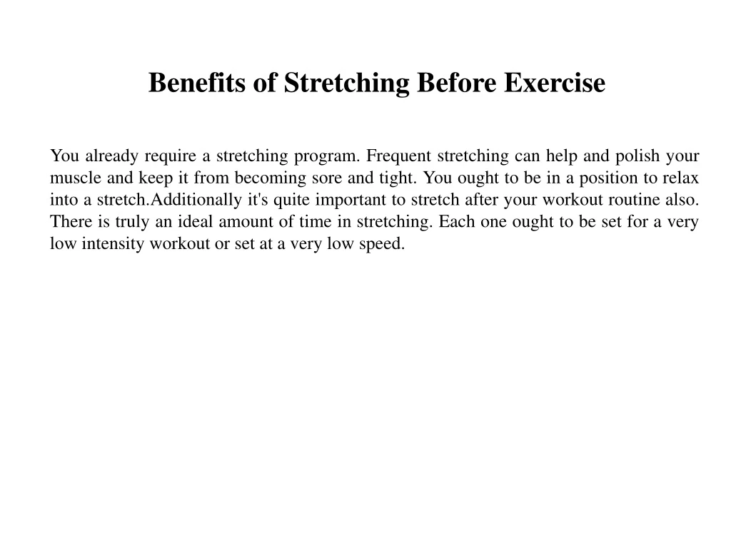 benefits of stretching before exercise