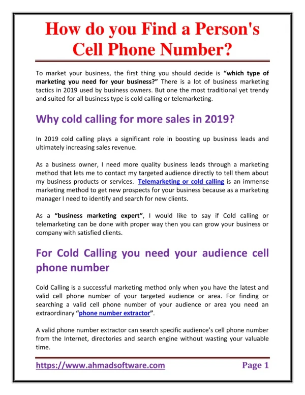 Extract Valid Cell phone number with Cute Phone Number Extractor