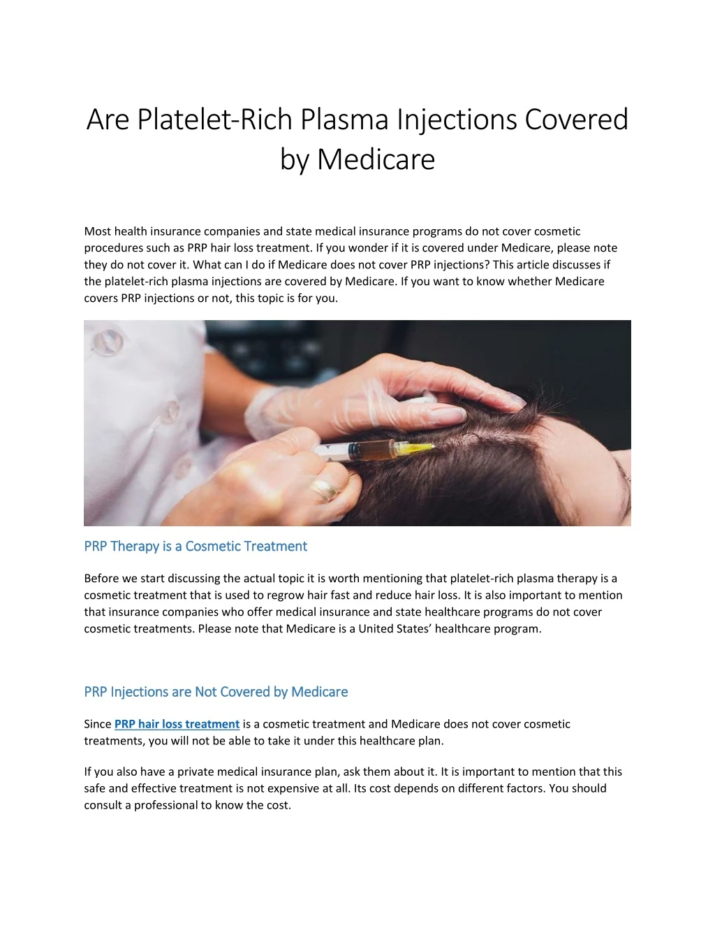 are platelet rich plasma injections covered