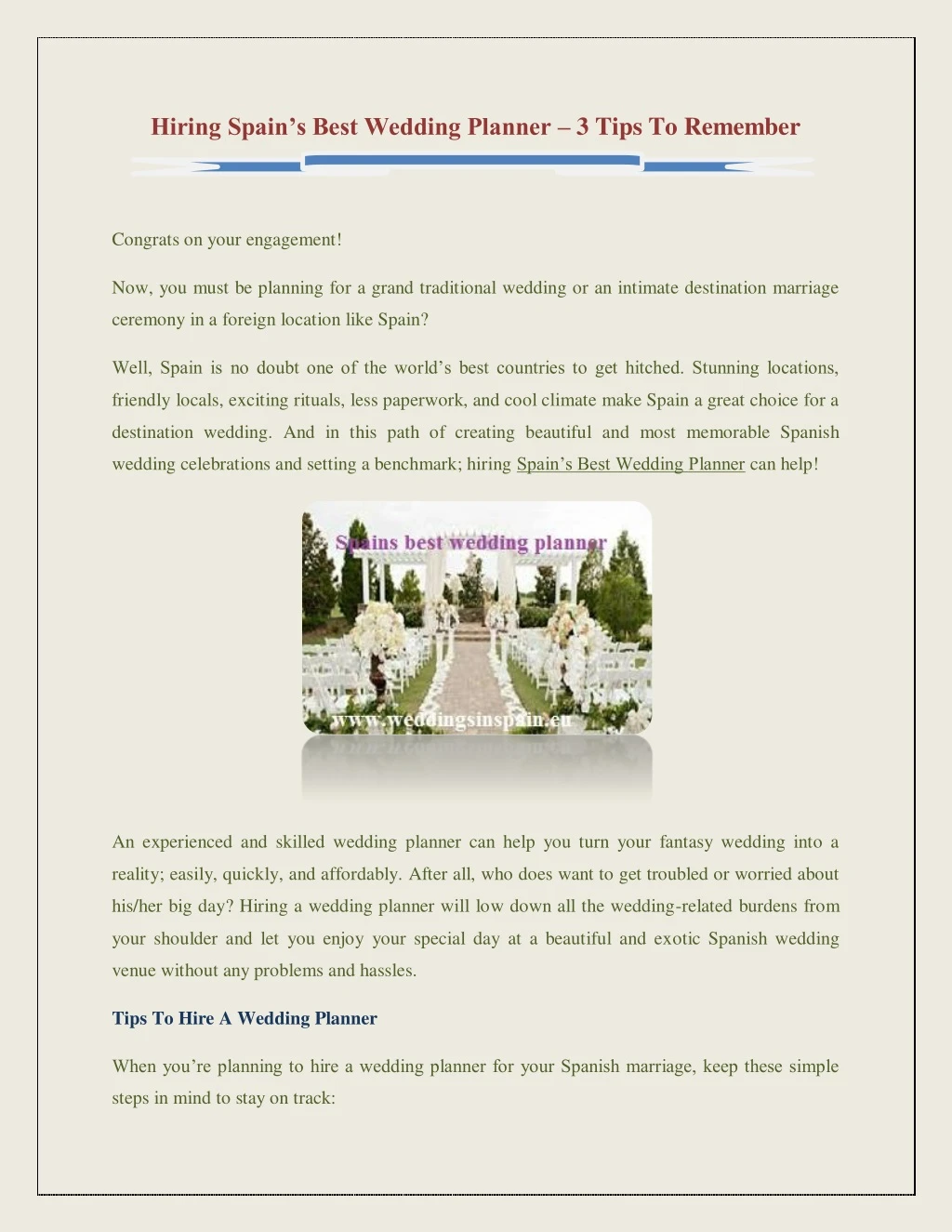 hiring spain s best wedding planner 3 tips