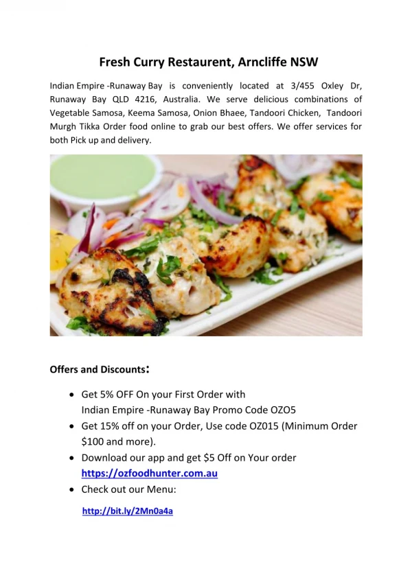 5% Off - Fresh Curry Restaurant-Arncliffe - Order Food Online