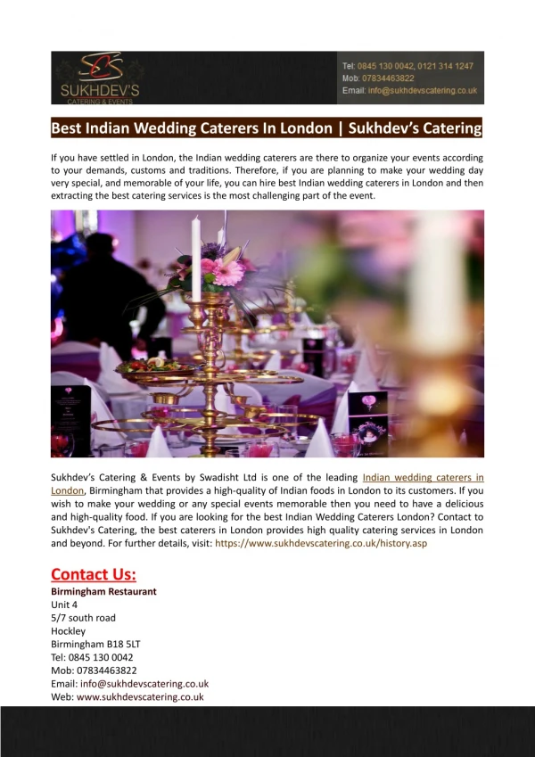 Best Indian Wedding Caterers in London