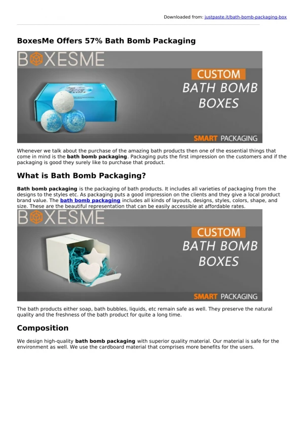 Benefits of the Bath Bomb packaging