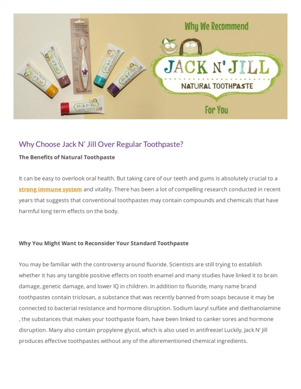 Why Choose Jack N’ Jill Over Regular Toothpaste?
