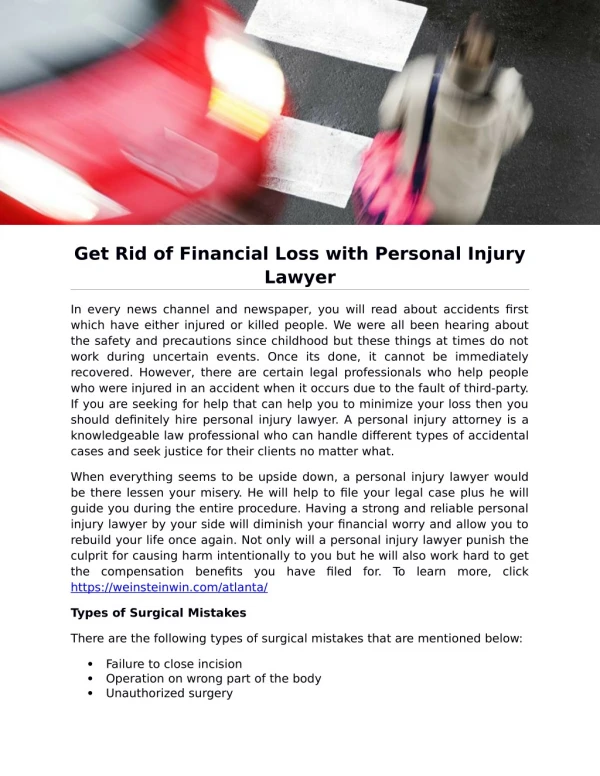 Get Rid of Financial Loss with Personal Injury Lawyer