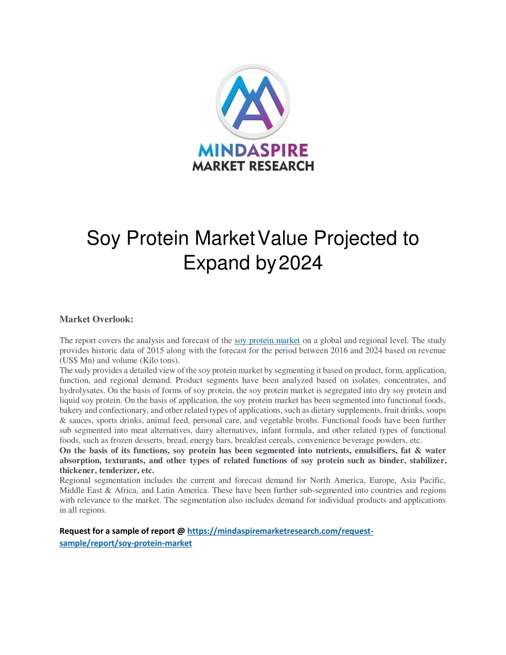 soy protein market value projected to expand