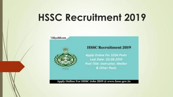 HSSC Recruitment 2019 | Apply For 3206 Instructor & Other Vacancies