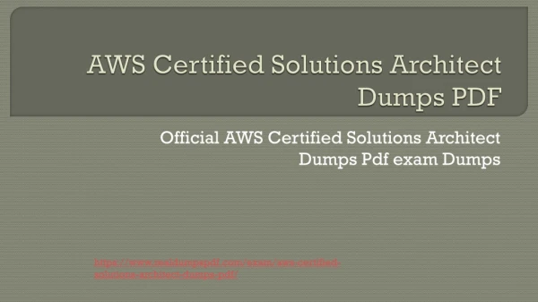AWS Certified Solutions Architect Dumps PDF Best Preparation Guideline