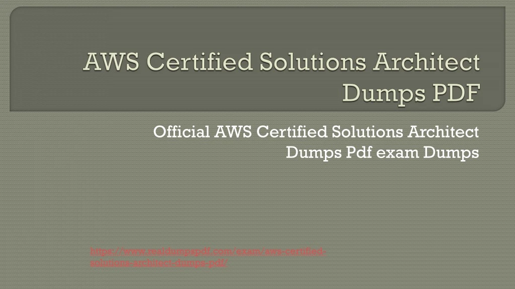 aws certified solutions architect dumps pdf