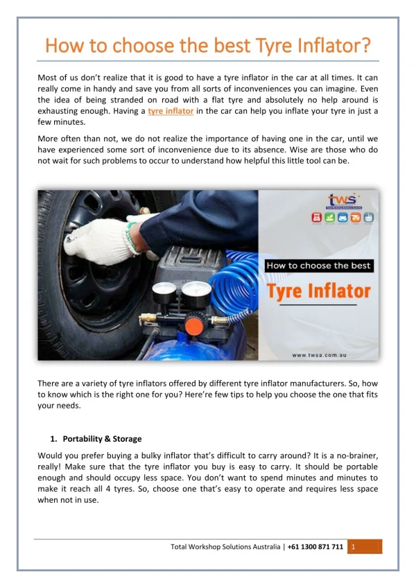 How to choose the best Tyre Inflator?