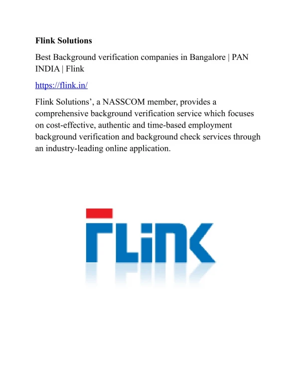 Best Background verification companies in Bangalore | PAN INDIA | Flink