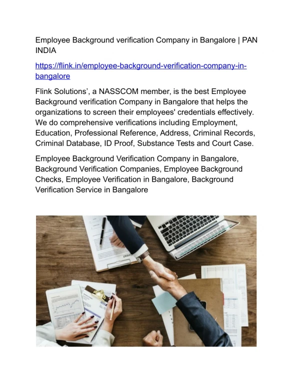 Employee Background verification Company in Bangalore | PAN INDIA