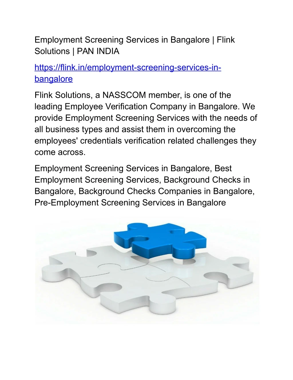 employment screening services in bangalore flink