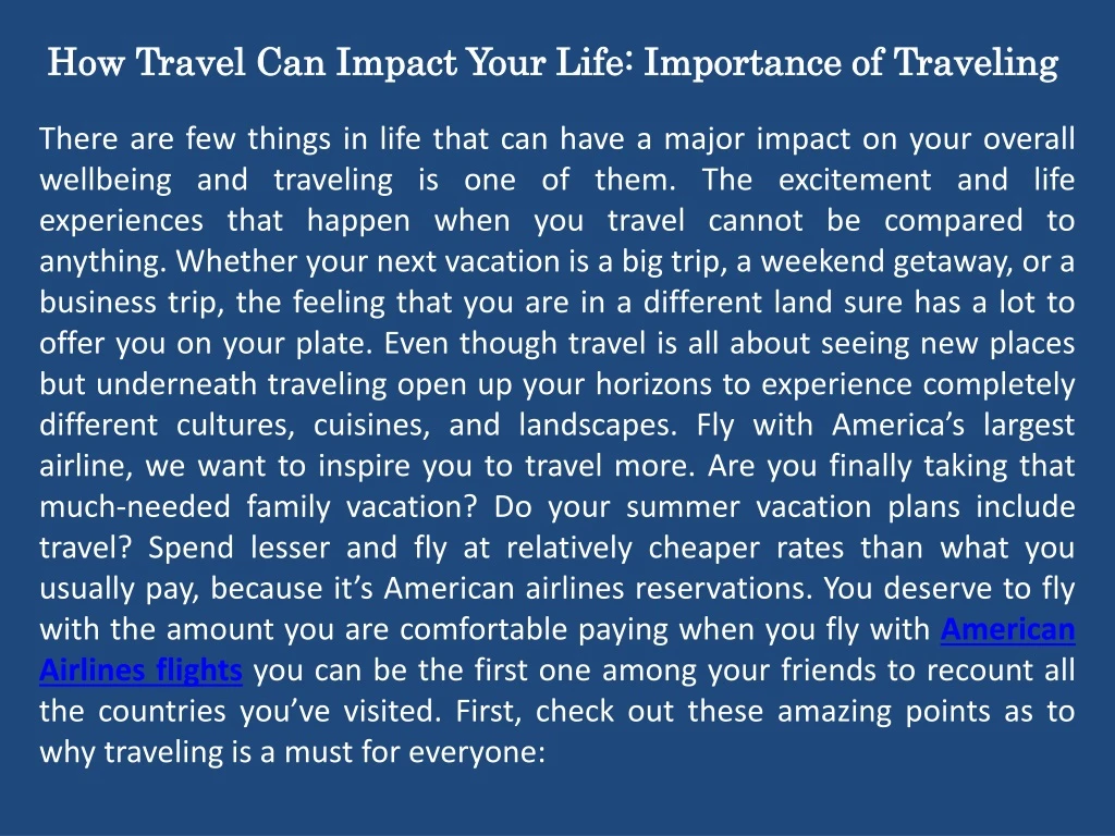 how travel can impact your life importance of traveling