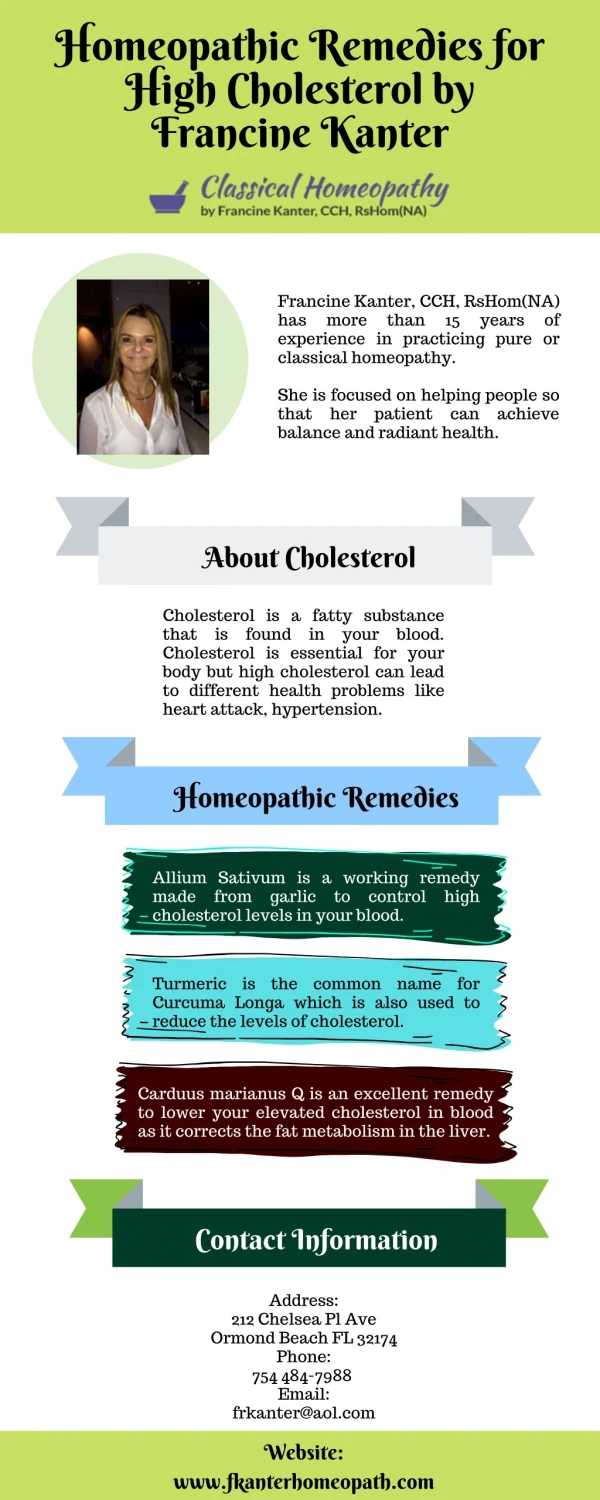 Homeopathic Remedies for High Cholesterol by Francine Kanter