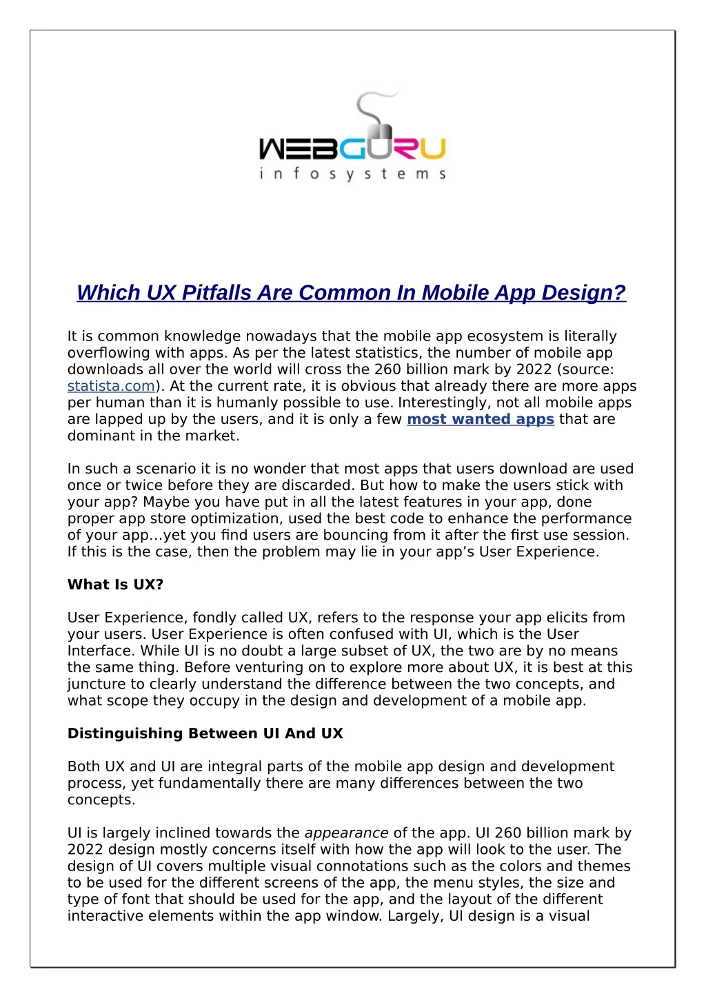 which ux pitfalls are common in mobile app design