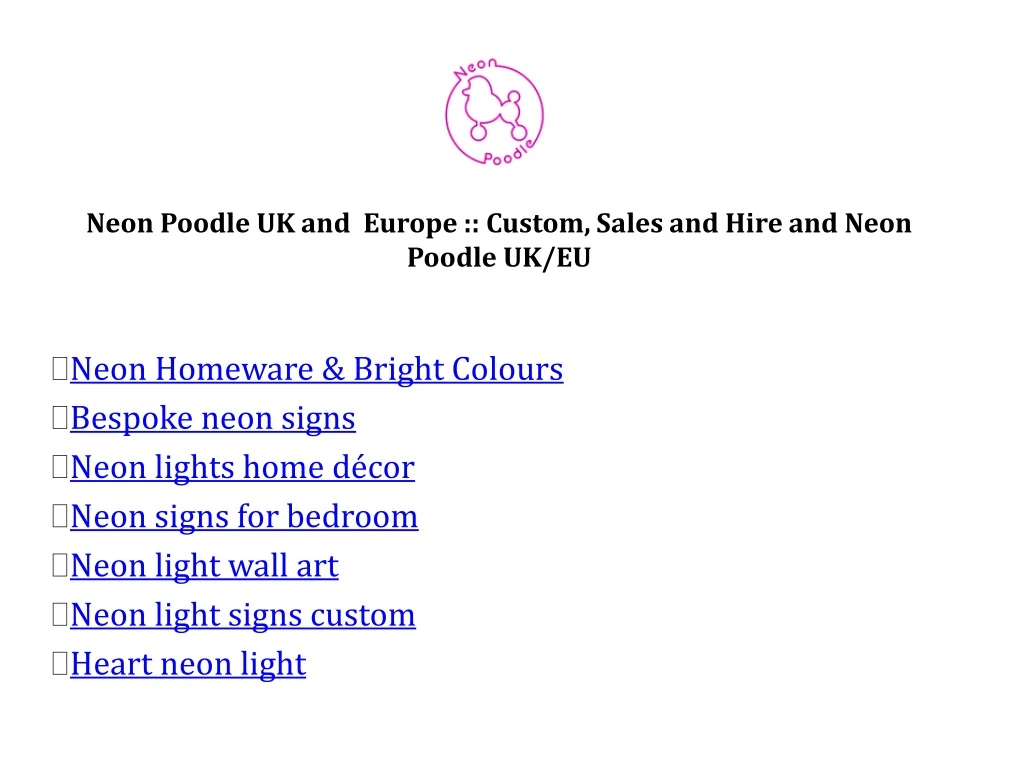 neon poodle uk and europe custom sales and hire and neon poodle uk eu