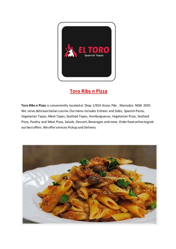 Toro Ribs n Pizza-Banksmeadow - Order Food Online