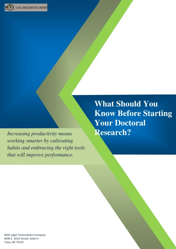 What Should You Know before Starting Your Doctoral Research?