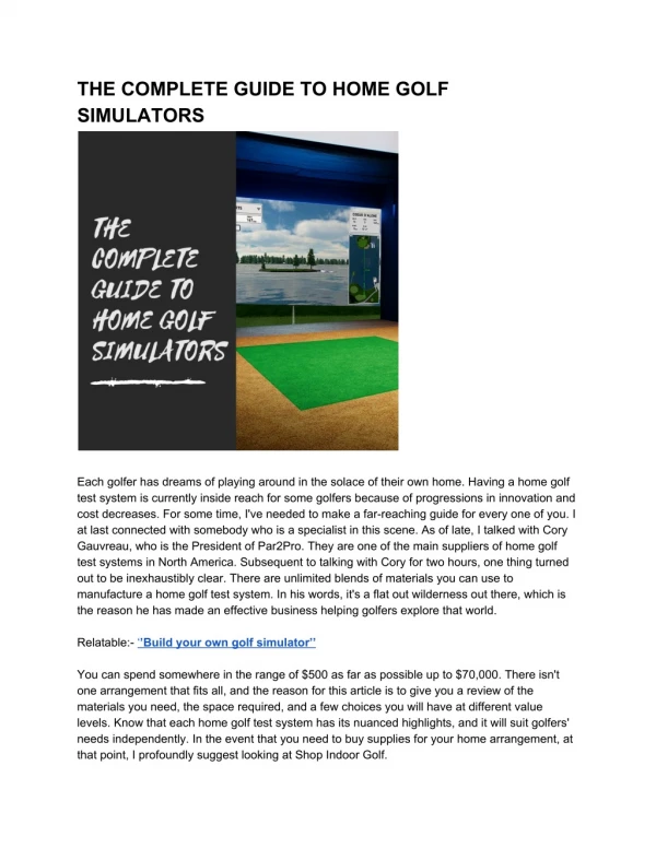 THE COMPLETE GUIDE TO HOME GOLF SIMULATORS