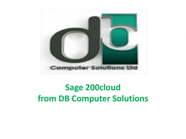 Sage 200cloud from DB Computer Solutions