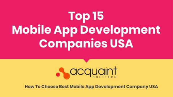 Top 15 Mobile App Development Companies USA