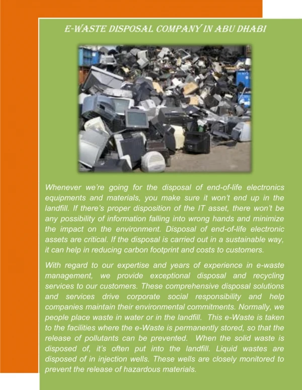 E-Waste Disposal Company in Abu Dhabi