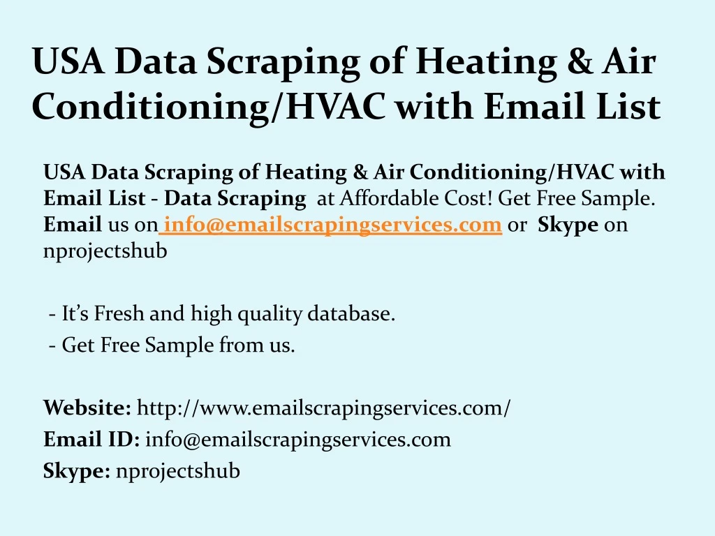 usa data scraping of heating air conditioning hvac with email list
