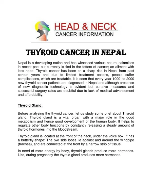 Thyroid Cancer in Nepal
