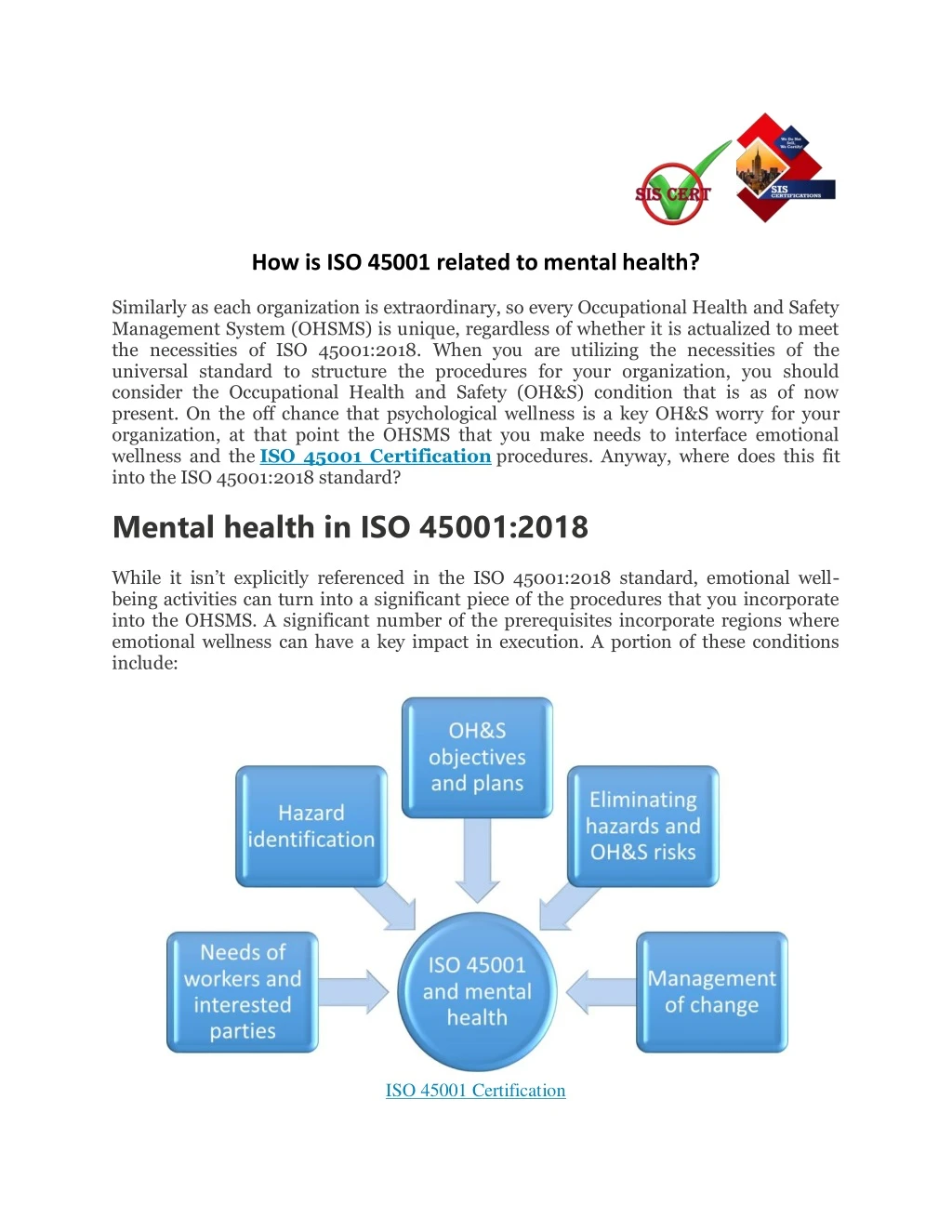 how is iso 45001 related to mental health