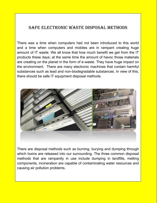 Electronic waste disposal methods