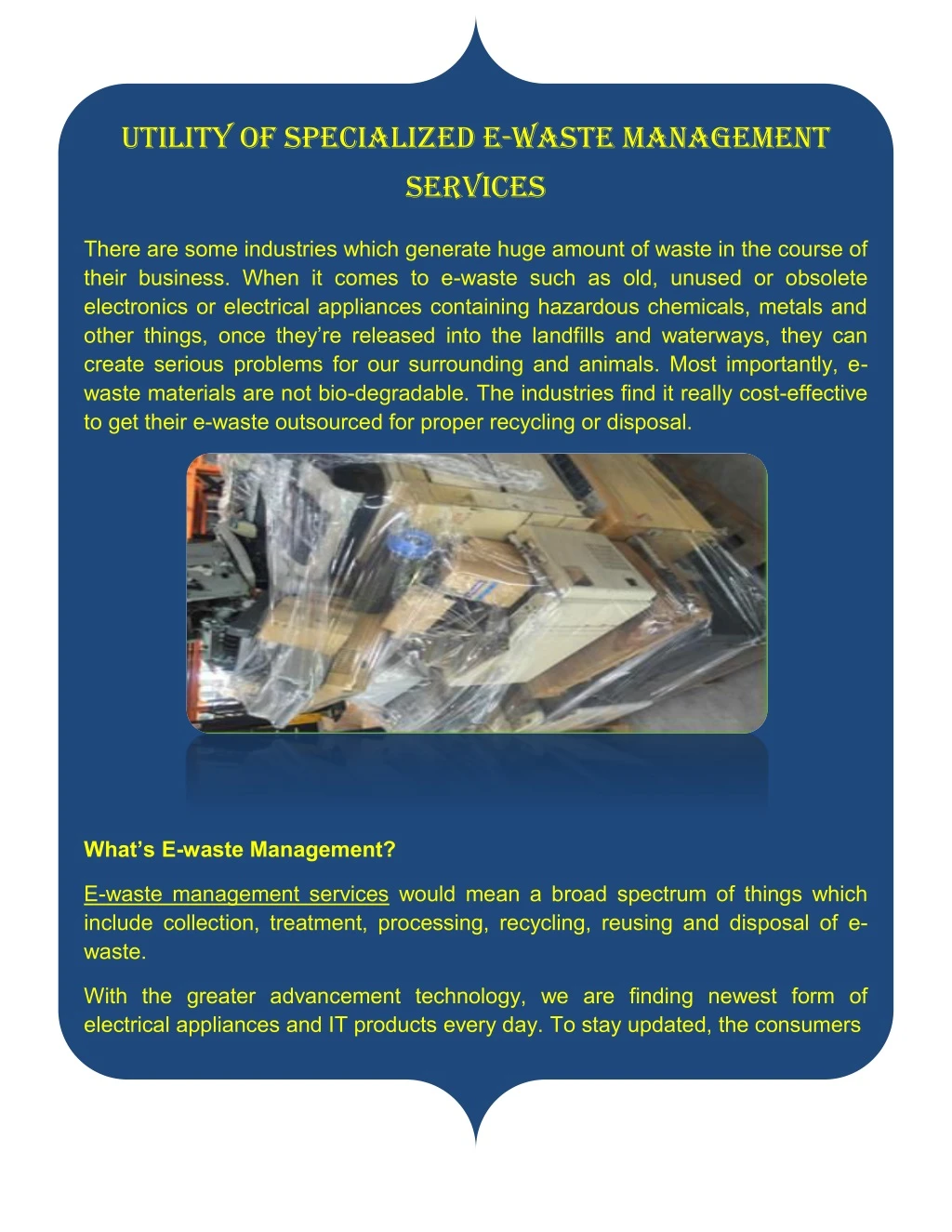 utility of specialized e waste management services