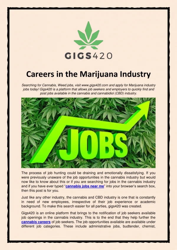 Careers in the Marijuana Industry