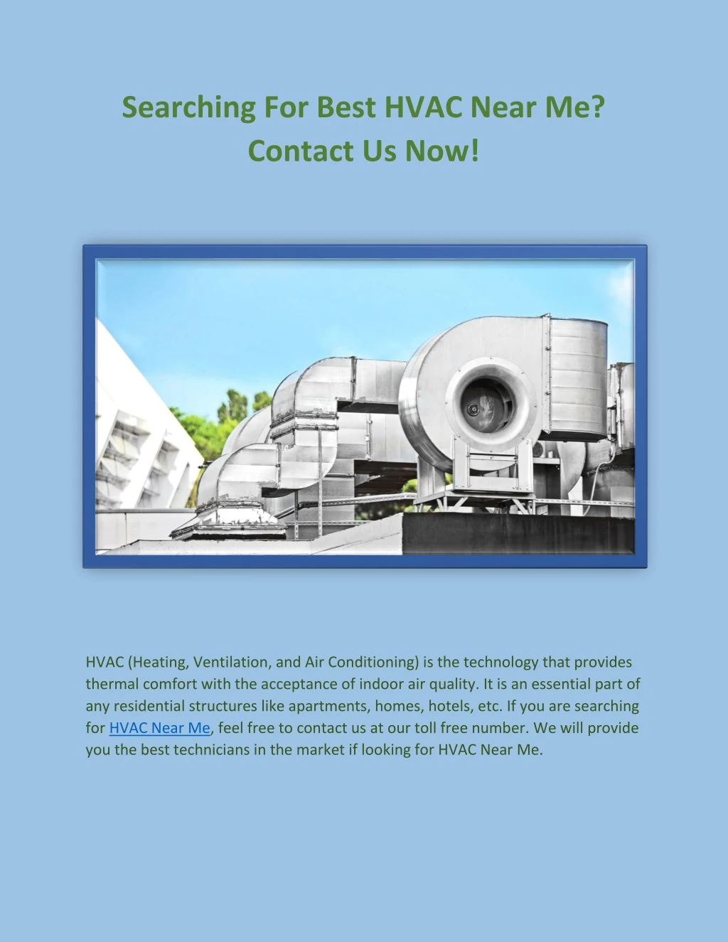 searching for best hvac near me contact us now