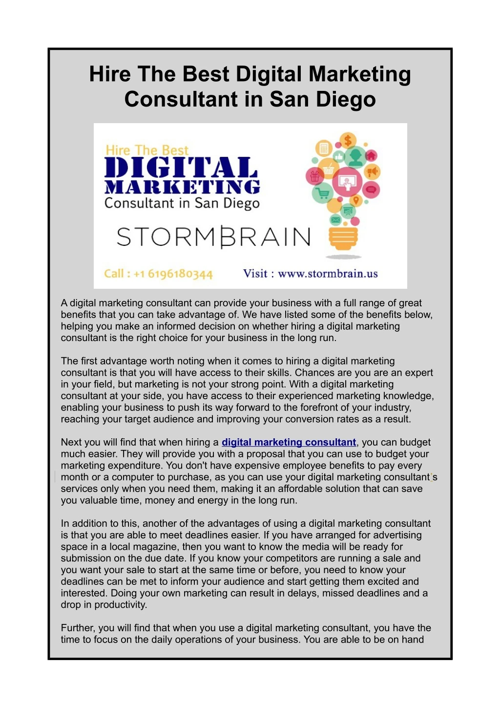 hire the best digital marketing consultant