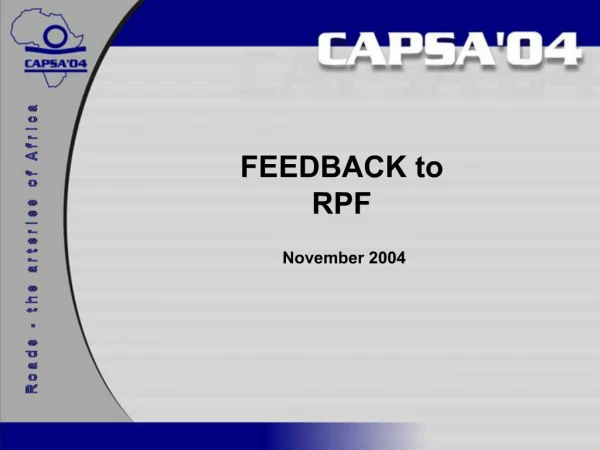 FEEDBACK to RPF