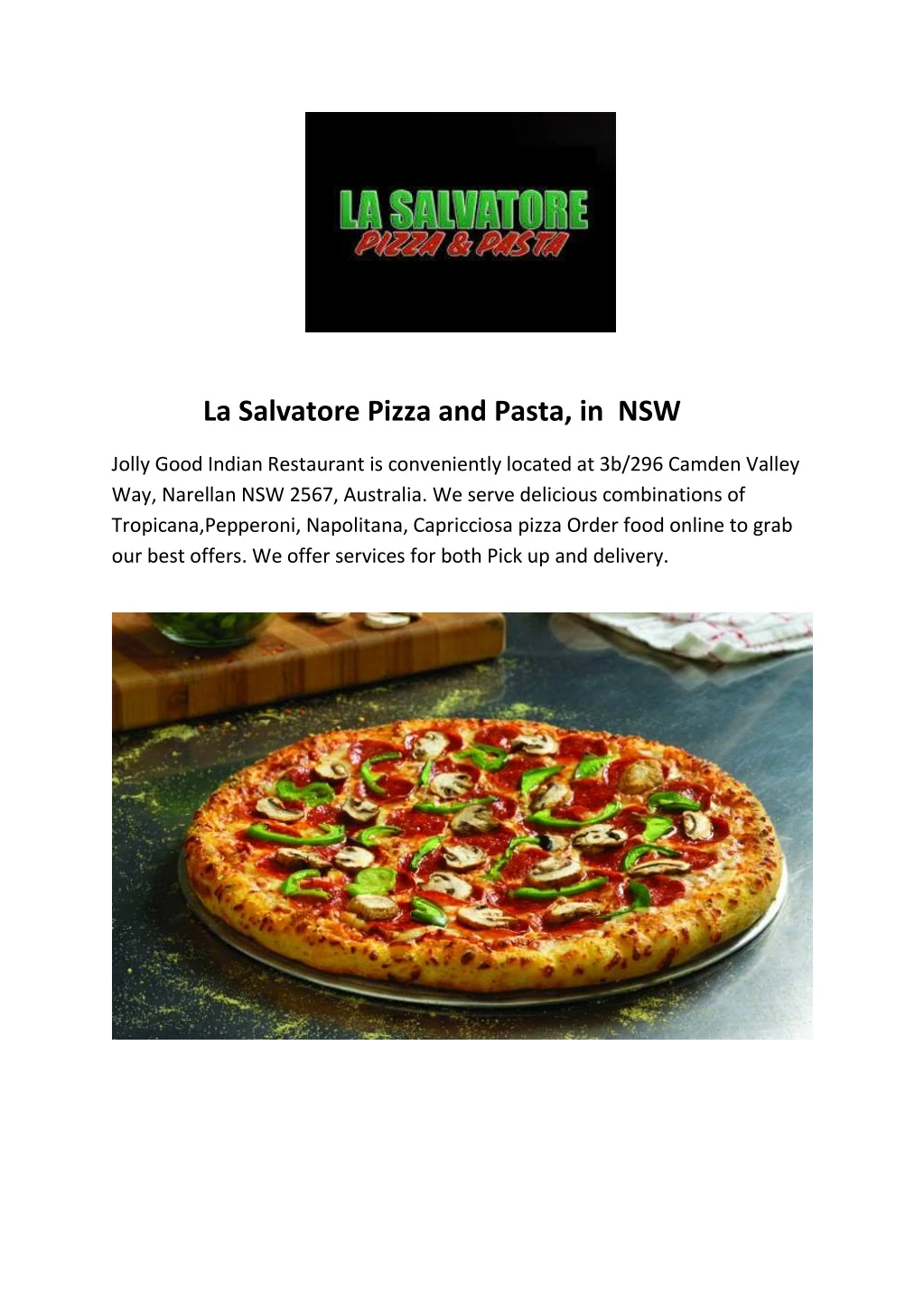 la salvatore pizza and pasta in nsw